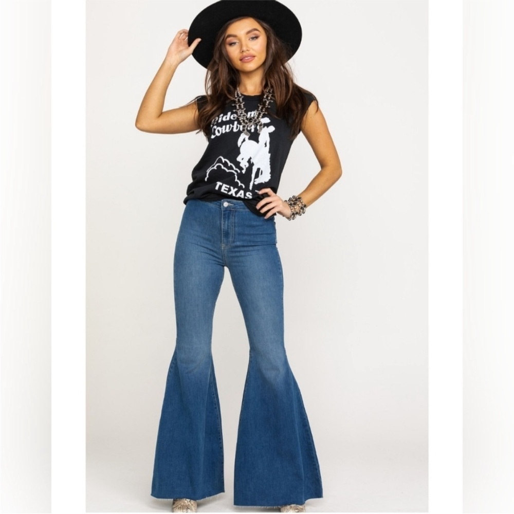 NWT’S We The Free People Float On Flare Wide Flare High Rise 70’s Jean’s SZ 30